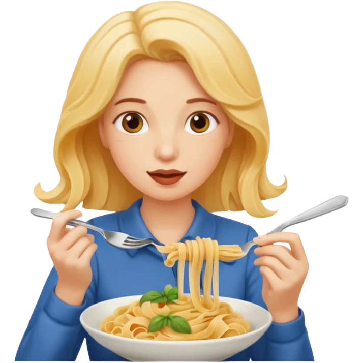 Une femme qui mange du pâte  emoji