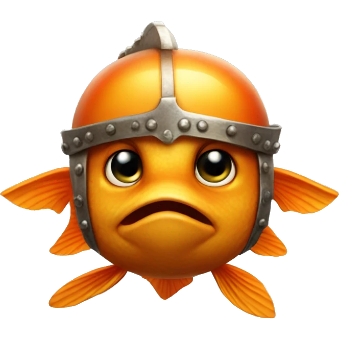 Goldfish wearing Viking helmet emoji