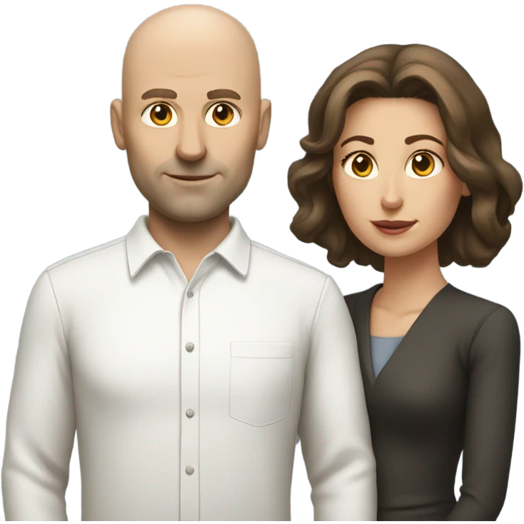 Bald white man with brunette woman emoji