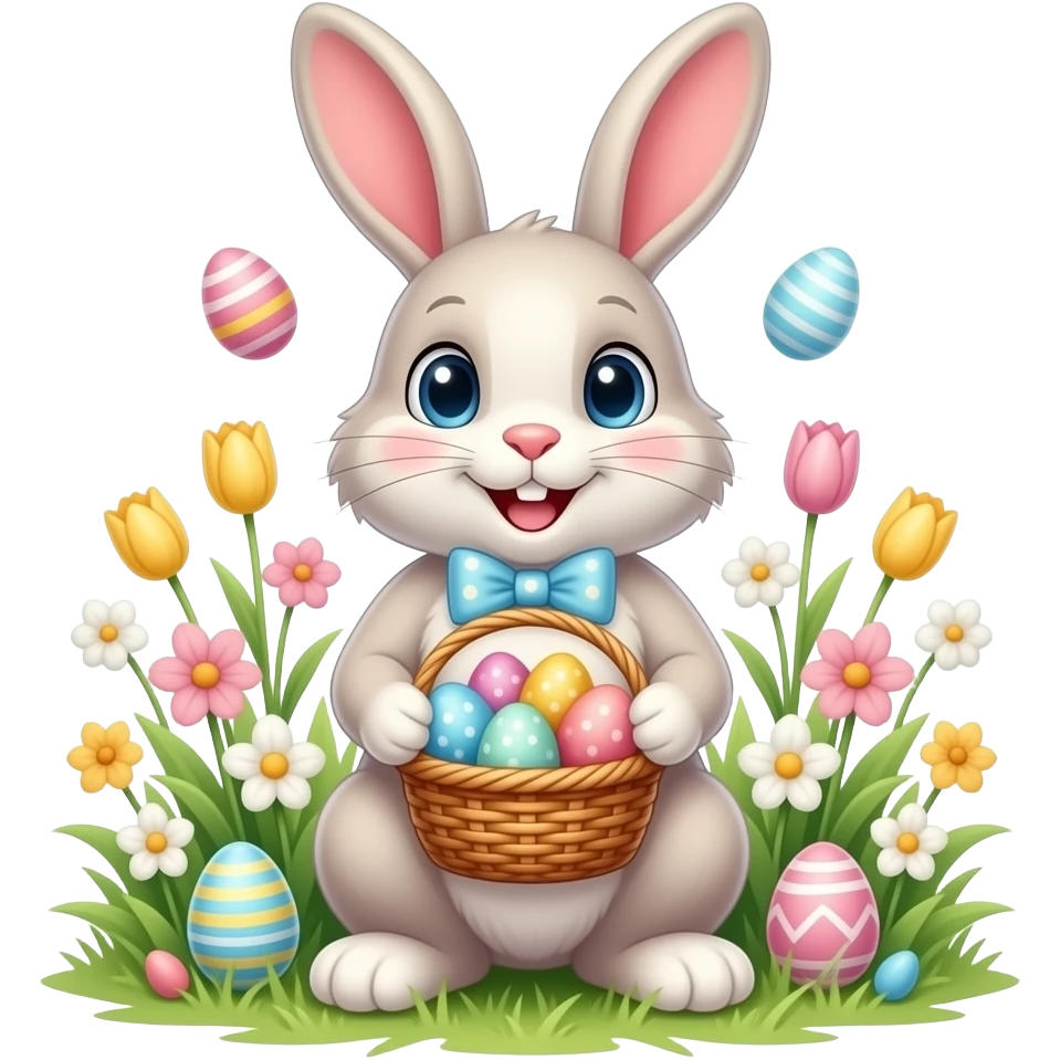Easter bunny with festive Easter stuff on emoji