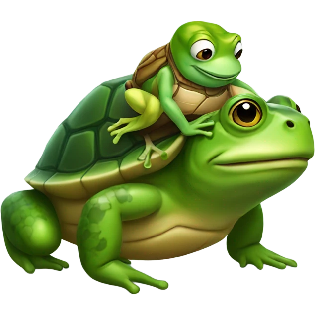 frog riding a turtle emoji