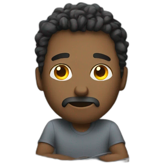 Sitting at his messy desk full of cables emoji
