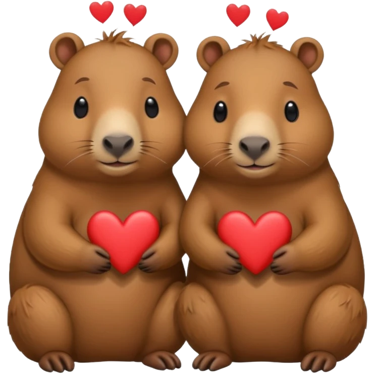 Capibaras amorosos con corazones emoji