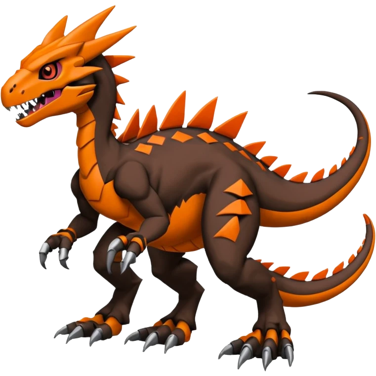Cool Edgy Black Orange Digimon-Fakemon-Guilmon-Velociraptor-Dragon-Mecha full body emoji