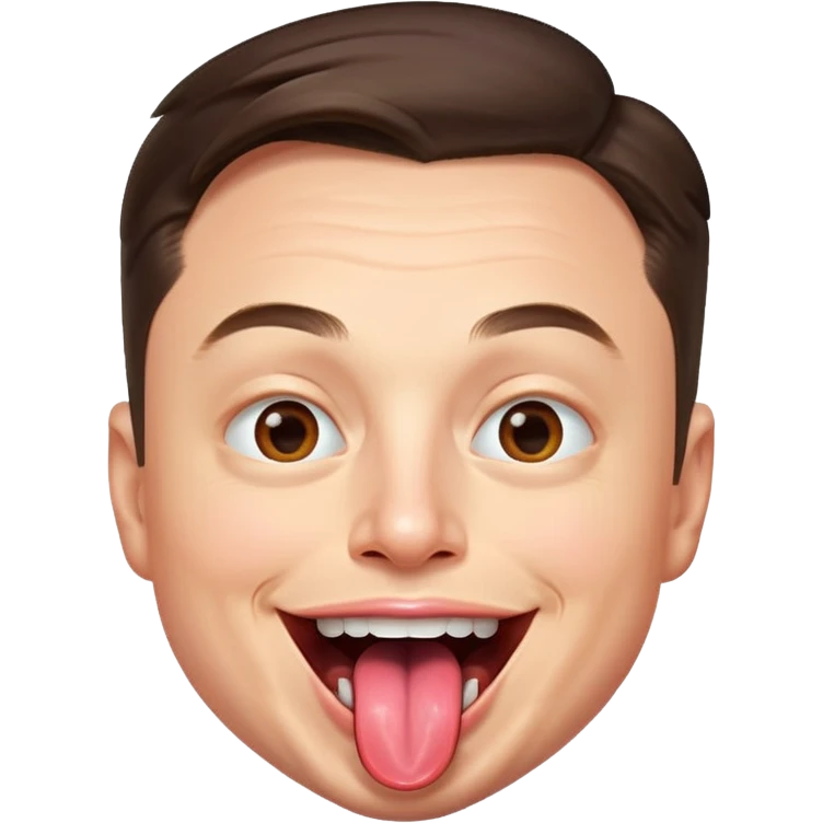 Elon Musk with a playful expression, sticking out a large tongue emoji