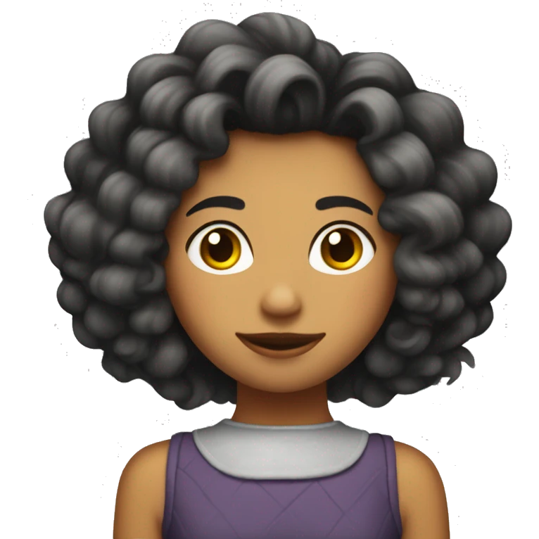 Chica con el pelo corto rulo morenita emoji