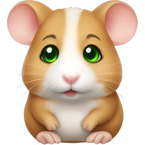 small cute brown hamster with green eyes  emoji