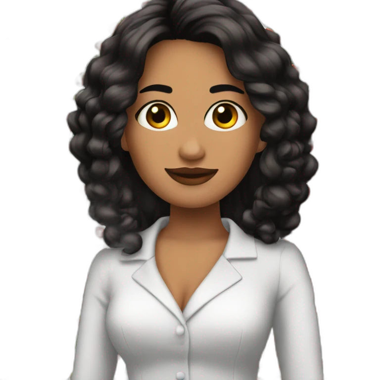 Mujer sonrie cabello negro y rojo emoji