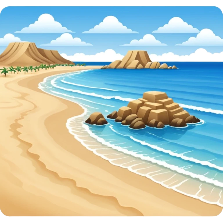 playa paisaje sin que sea un cuadro y que el cielo azul y la arena esten recortada emoji