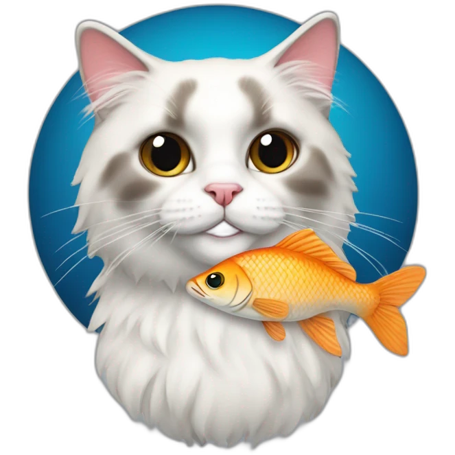 ragdoll cat with fish in mouth emoji