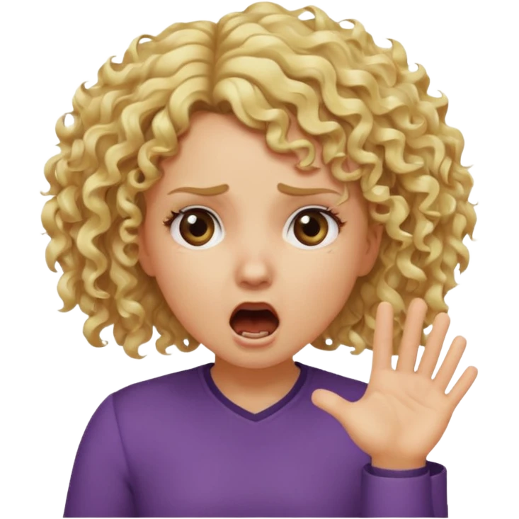 Emoji di ragazza bionda riccia che urla ma non è spaventata e mette una mano in faccia emoji