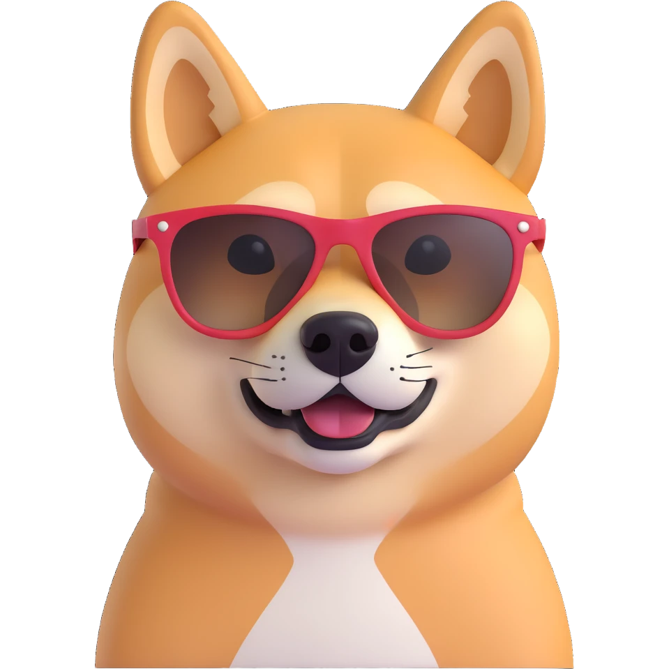 shiba inu, with sun glasses emoji
