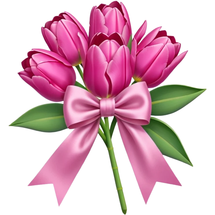 Pink tulips with a bow emoji