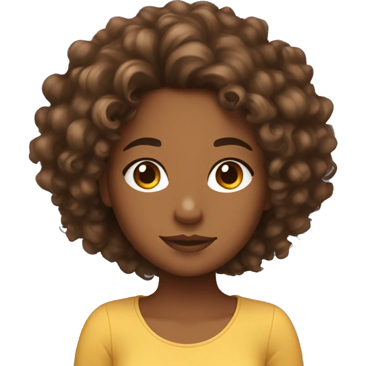 Brownskin girl with curly hair with an hamster emoji