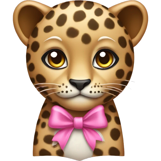 make a leopard with a pink bow on it emoji