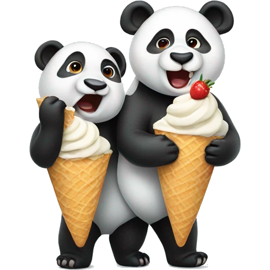 Pandas eating ice cream emoji