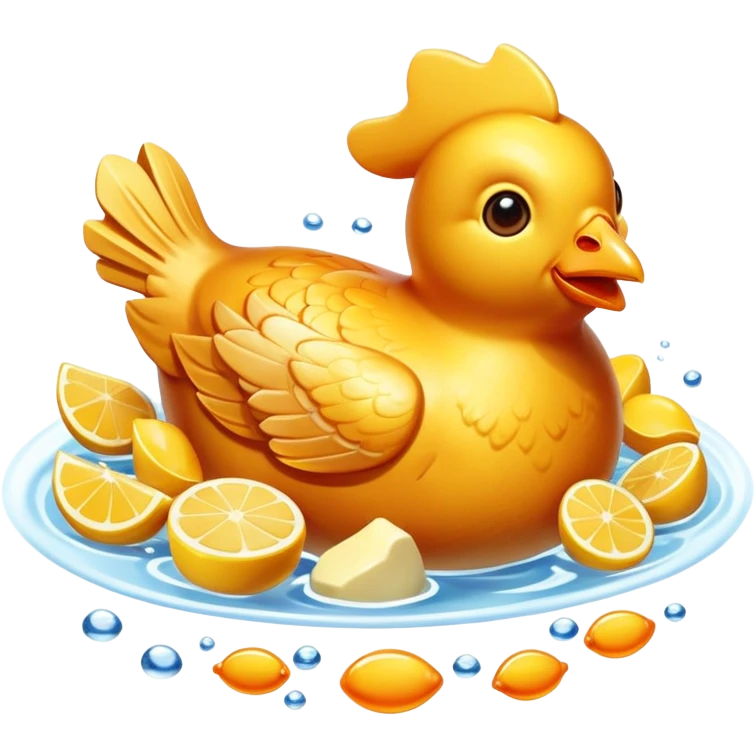 Golden chicken, butter, and fish floating with a warm glow representing their vitamin A content. The foods emit a pleasant amber light symbolizing their nutritional value for skin health and immunity. emoji