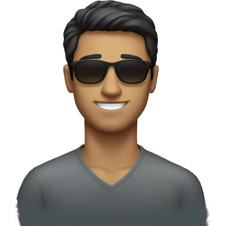 thin guy with dark hair wearing sunglasses emoji