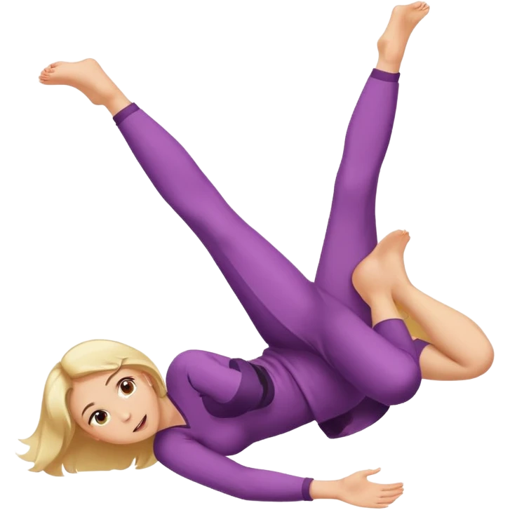 Blonde girl laying on stomach kicking her feet in the air and blushing emoji