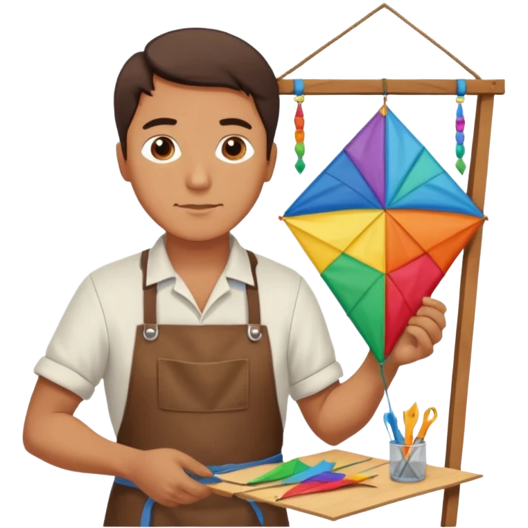 Kite Maker, making a kite pose. emoji