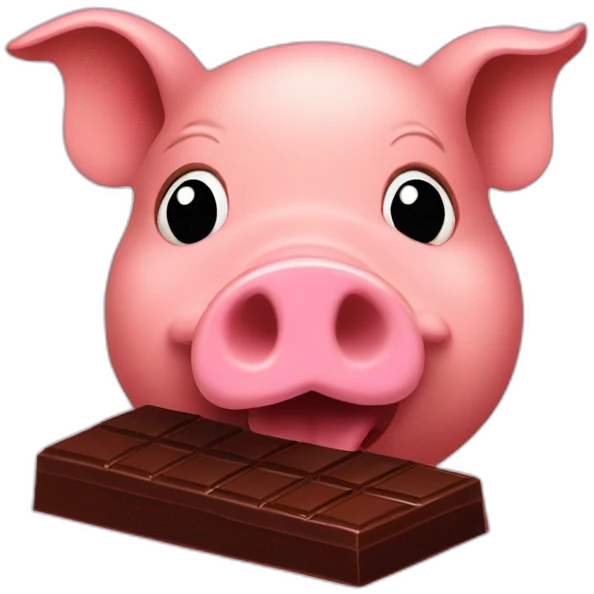pig eats chocolate emoji