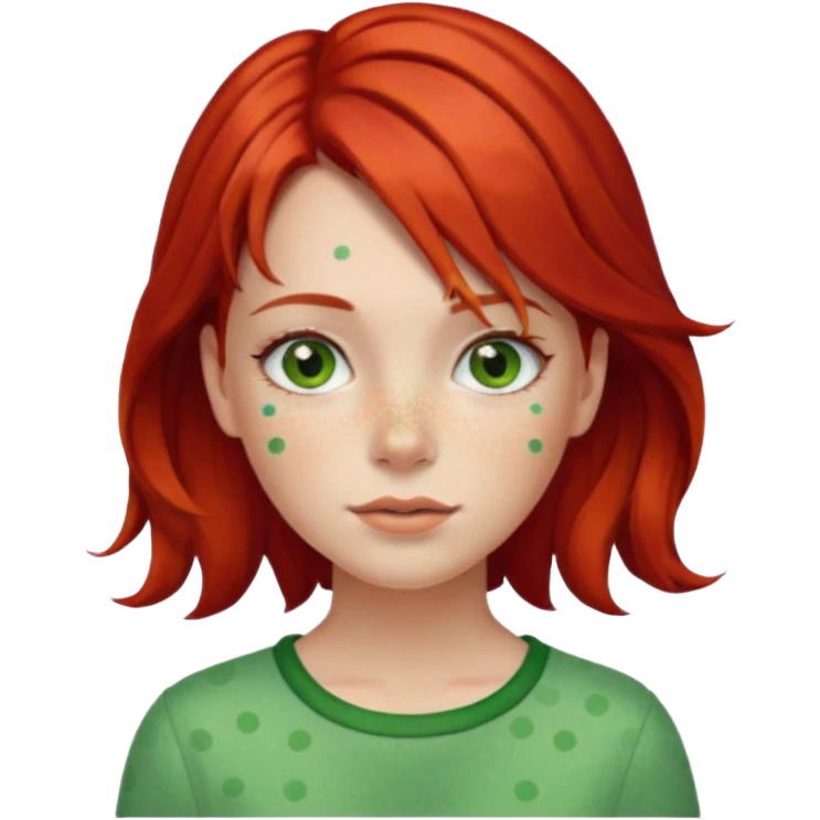  girl with red hair and green color hairclip emoji
