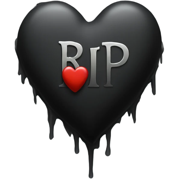 a black grave with the letters RIP on a silver heart emoji