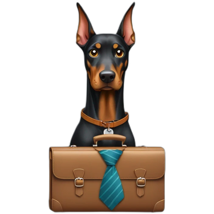 Doberdore dog in tie and with briefcase emoji