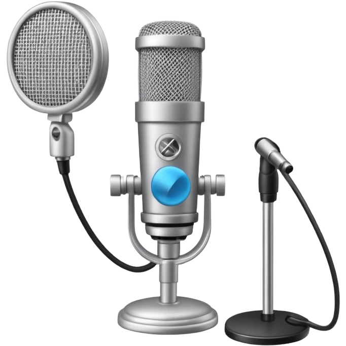 studio microphone emoji with a stand and pop filter emoji