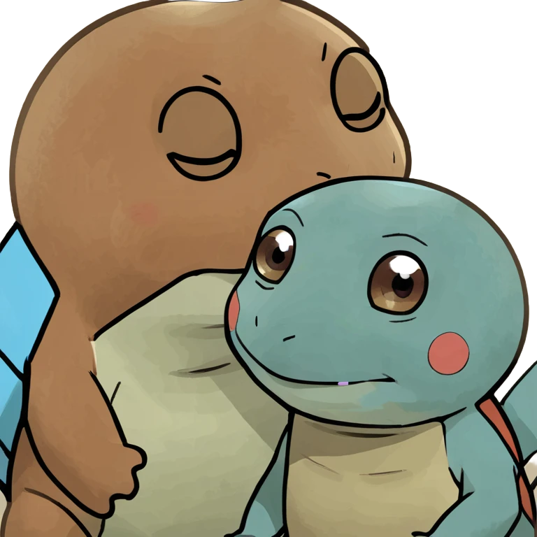Squirtle hugging evee  emoji