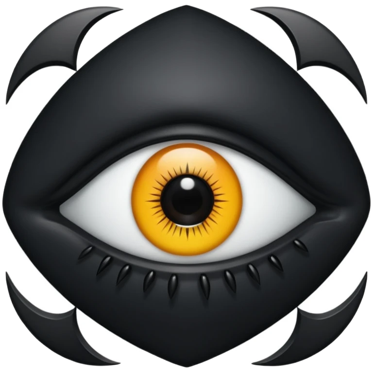 Minimal emoji, single eye made of black metal, pupil replaced by a solid metal number 8, restrained gothic symbolism, avant-garde minimalism, no glow, no neon, flat emoji style, centered, transparent background emoji