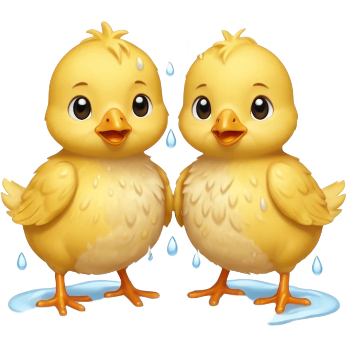 Two baby chicks showering emoji