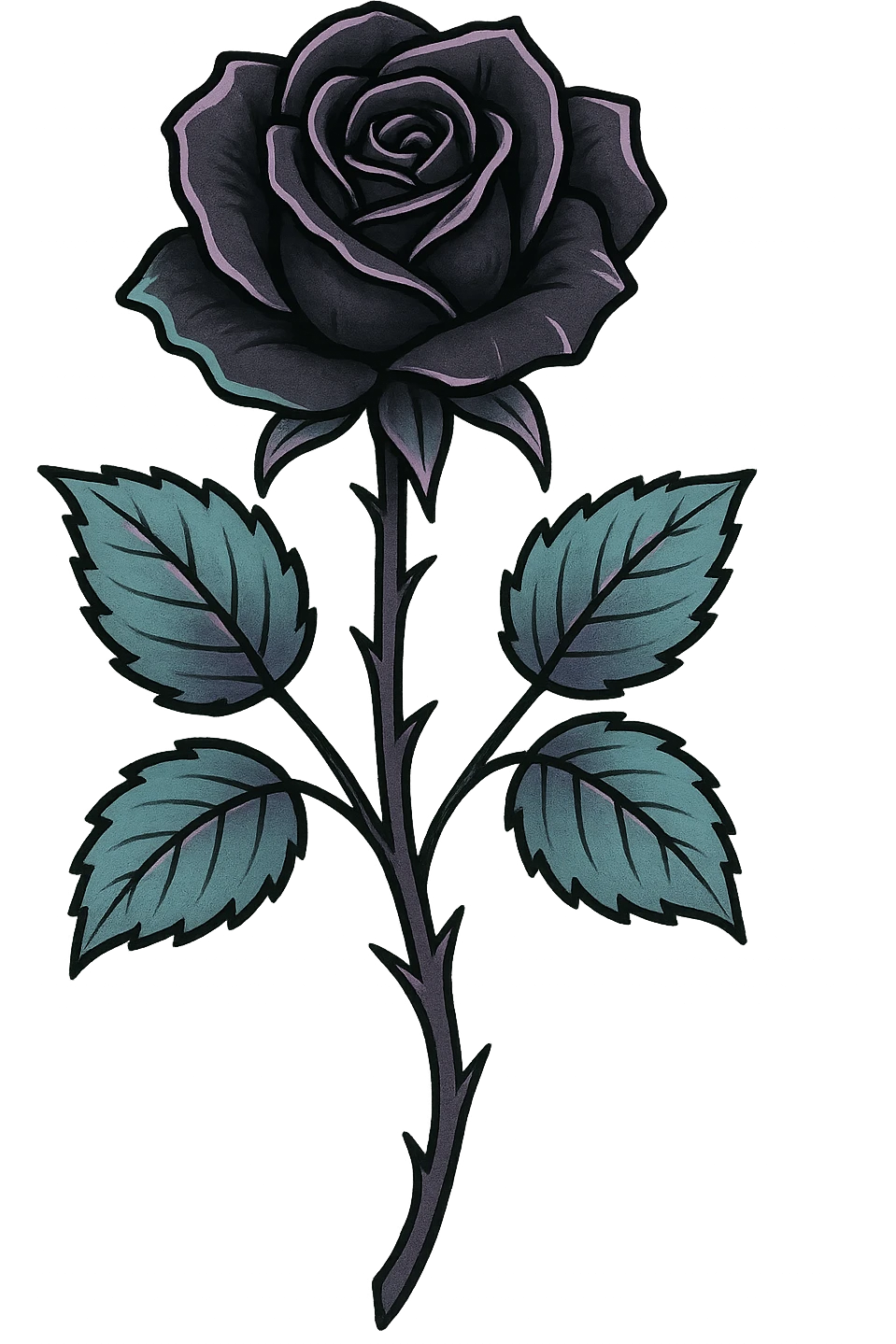 pastel goth black rose, remove background emoji