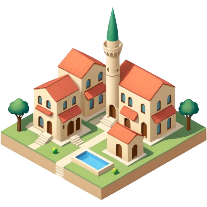 little city and many, small, ordinary, simple, home, Iranian-style, 1980, isometric emoji