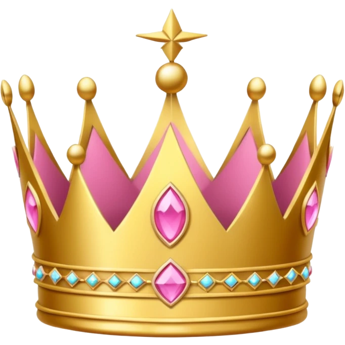 A golden crown with pink accents and elegant details, featuring a prominent empty space or cutout in the center. emoji