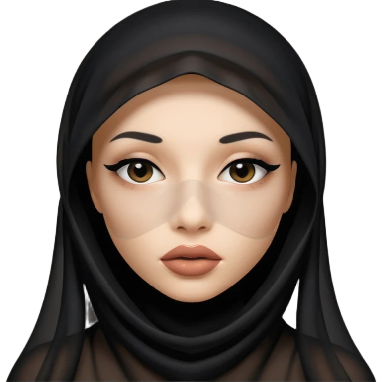 Face hidden under sheer black veil, lips and eyes barely visible emoji