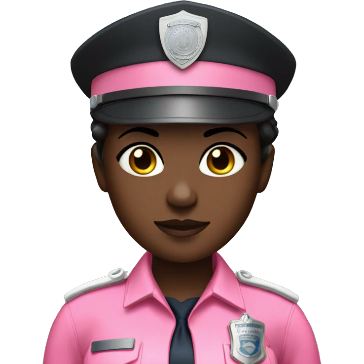 darkskin female police officer with pink uniform emoji