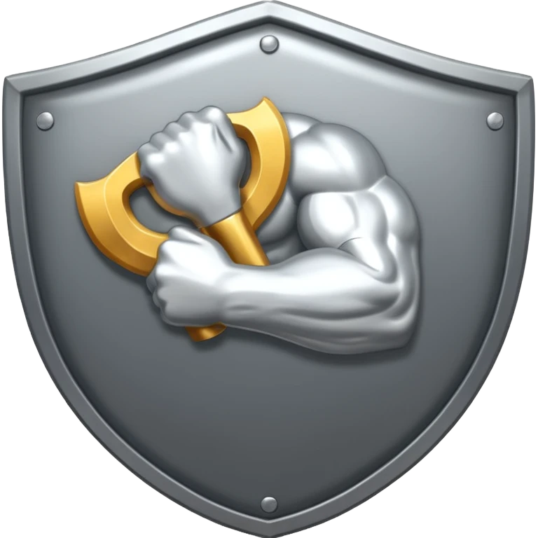Steel gray shield with bicep flex icon emoji