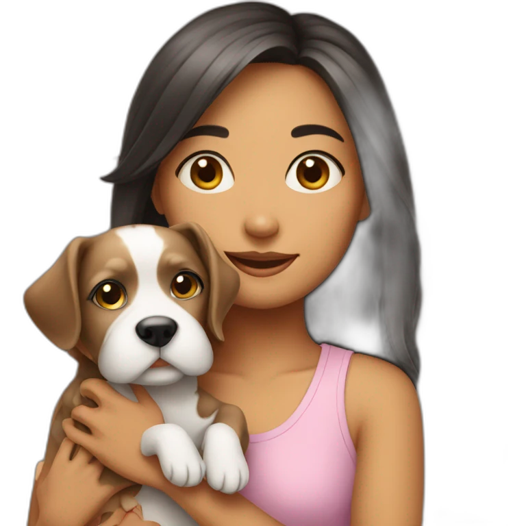 Girl hold cute dog emoji
