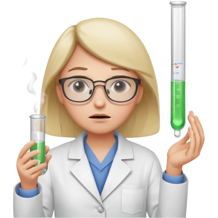 Frowns with Glasses,  Angry Scientist: Lab coat, thin glasses, holding test tube, upset expression
 emoji