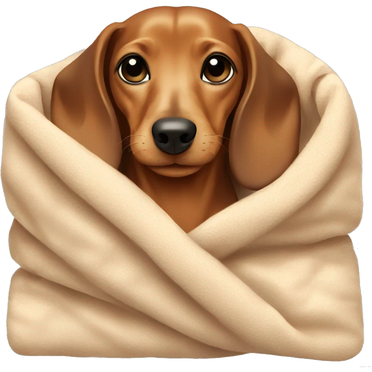 beige dachshund in cozy blanket  emoji