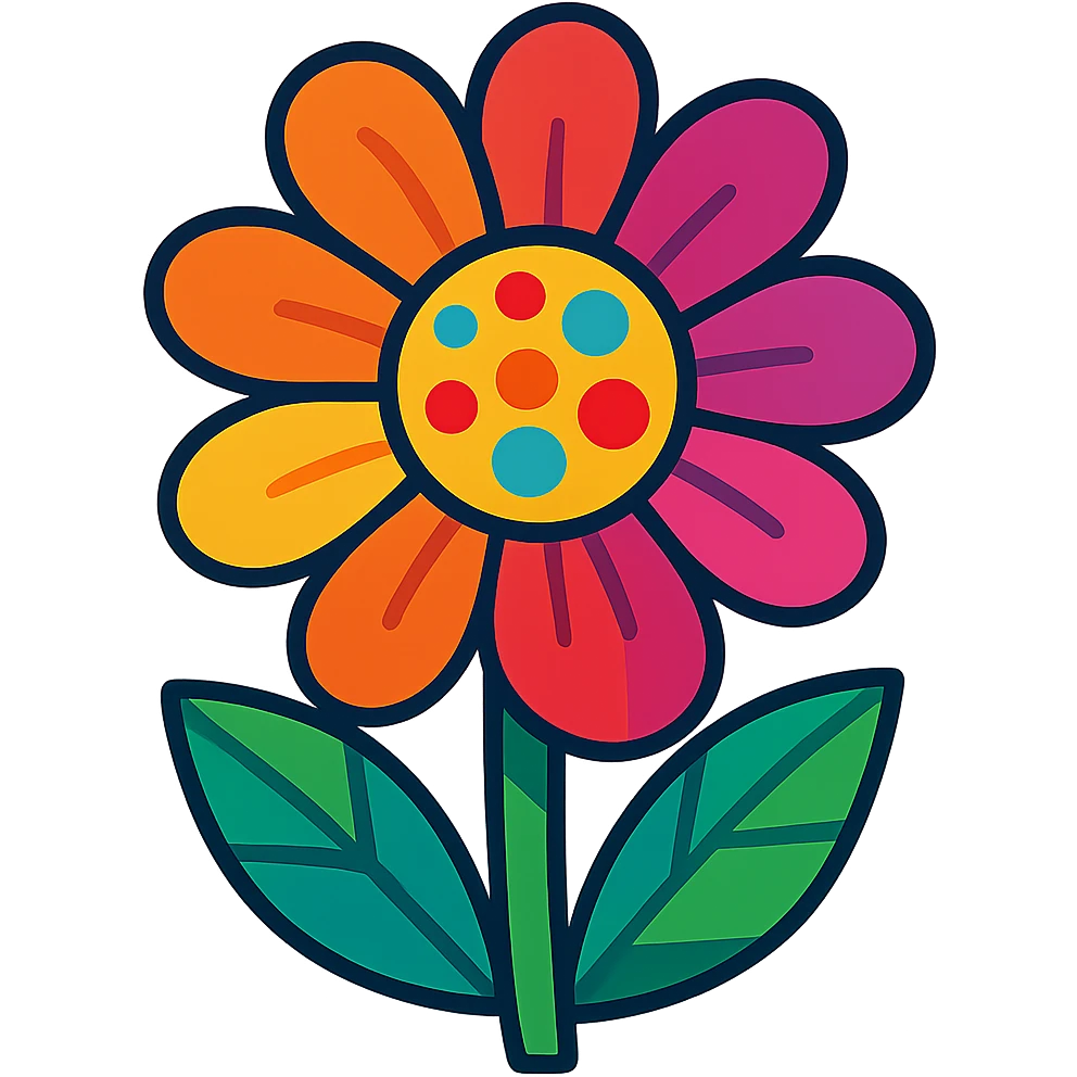 energetic and colorful vibrant toon style flower emoji