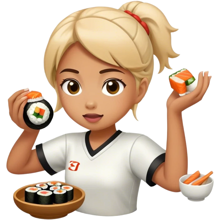 Girl playing soccer and sushi  emoji