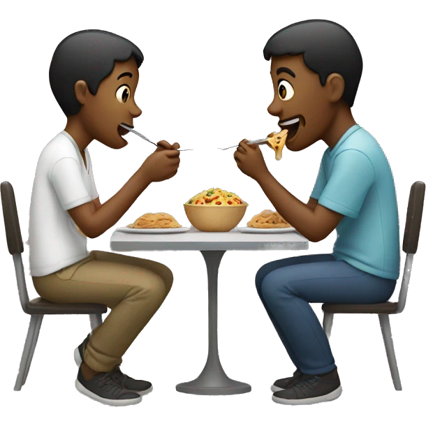 Two people eating  emoji