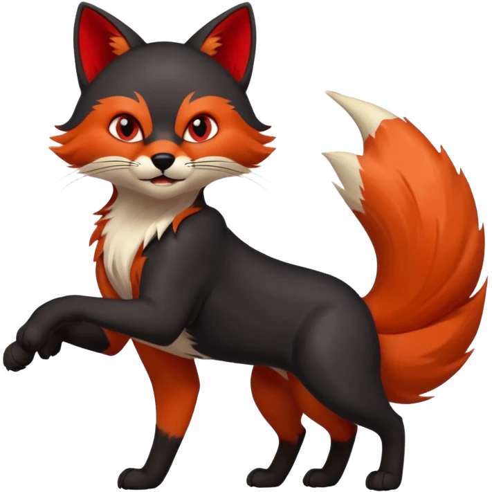 Black cat attack the fox emoji