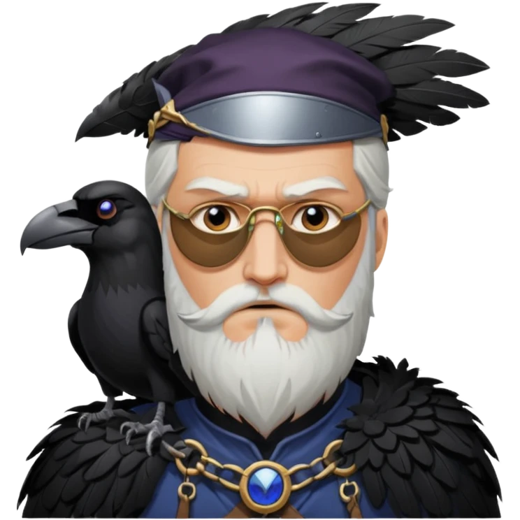 norse god odin with one eyepatch on his left eye and raven on his shoulder emoji
