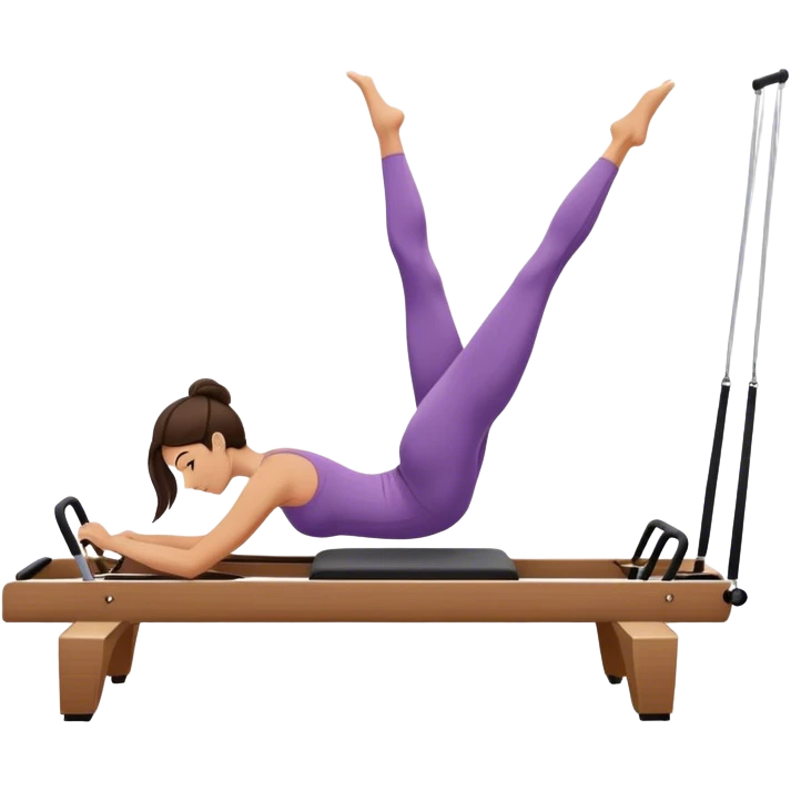 brunette in short, doing reformer pilates emoji
