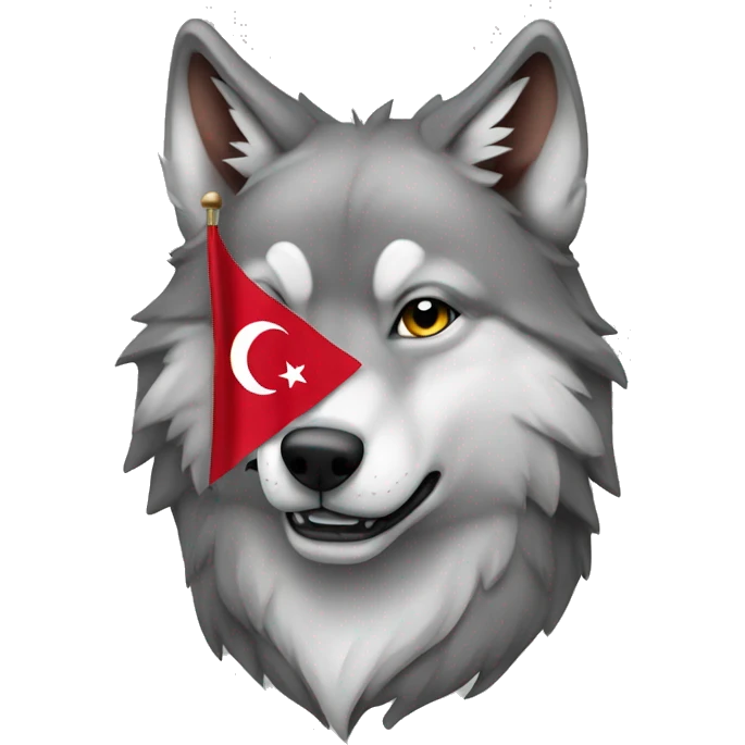 Wolf with Turkish flag on it emoji