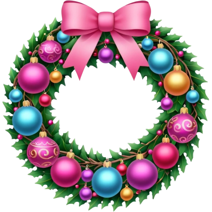 pink christmas wreath emoji