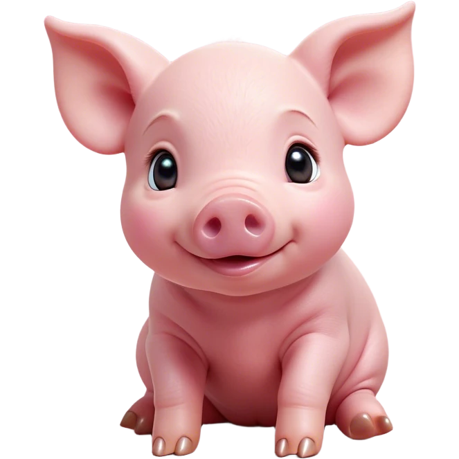 Cinematic Cute Piglet Portrait Emoji, Head tilted playfully and inquisitively, featuring a delicate rosy-pink hide with an adorably tiny snout and subtle sheen, round, sparkling beady eyes filled with boundless curiosity, Simplified yet irresistibly adorable features, highly detailed, glowing with a warm, friendly glow, high shine, affectionate and spirited, stylized with a touch of whimsical charm, bright and endearing, soft glowing outline, capturing the essence of a mischievous yet loving piglet, so playful it feels like it could nibble out of the screen and into your arms! emoji
